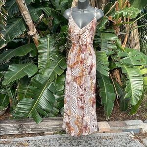 animal print Slip Maxi Dress Sleeveless Resort Wear
